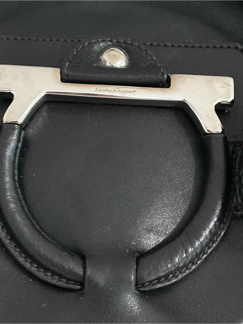 Salvatore Ferragamo Lambskin Leather Structured Tote Bag